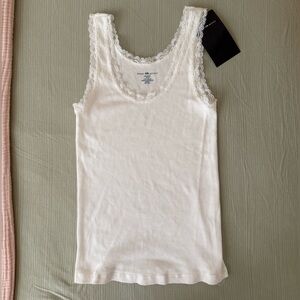 Brandy Melville White Lace Trim Tank